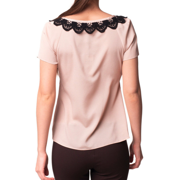 PHILOSOPHY DI ALBERTA FERRETTI Crochet Trim Top ~ Beige~USA 4/ I 40 - Picture 4 of 8